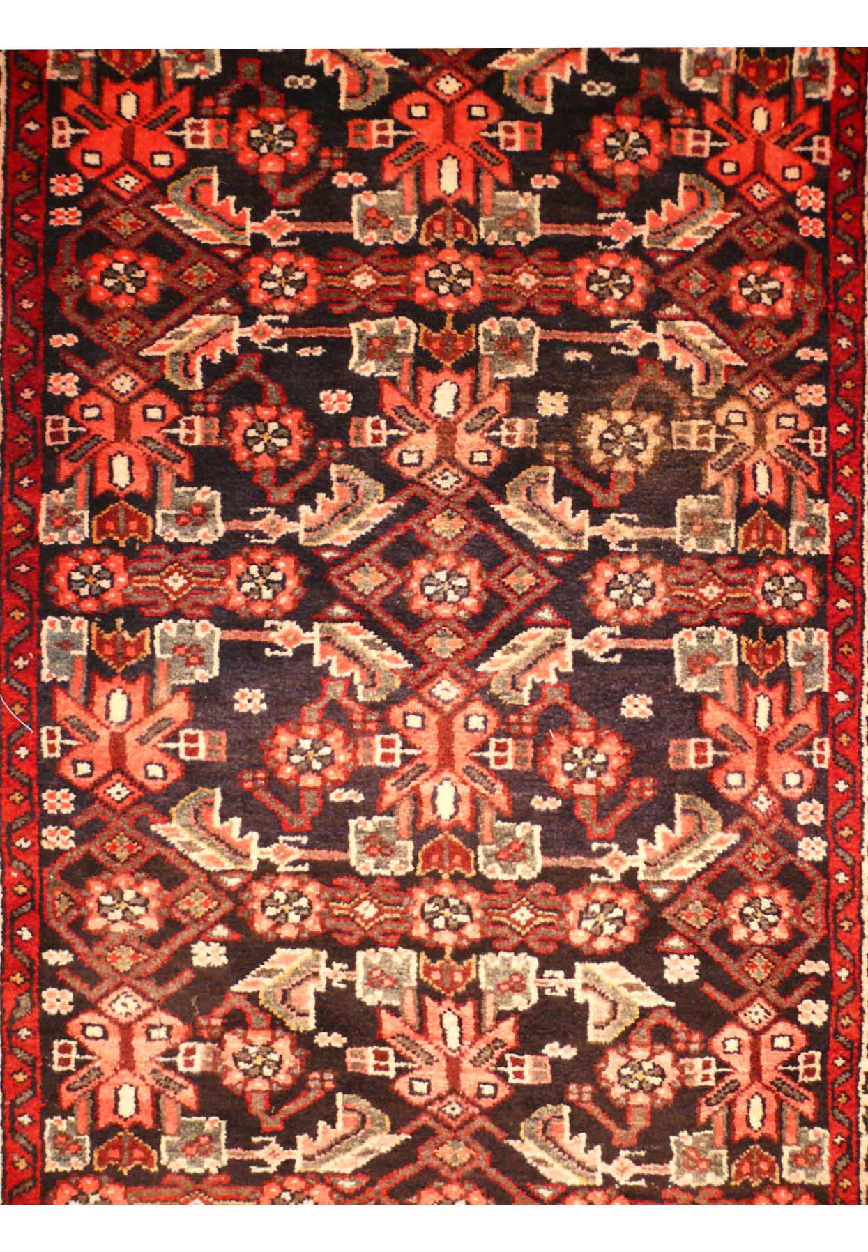 3'3 x 10'3 Persian Hamedan All Over Design Runner Rug