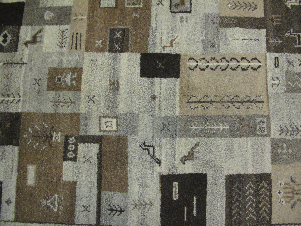 Small 2x4 Modern Rug New Modern Shades of Gray BROWN Wool Hand-knotted GABBEH