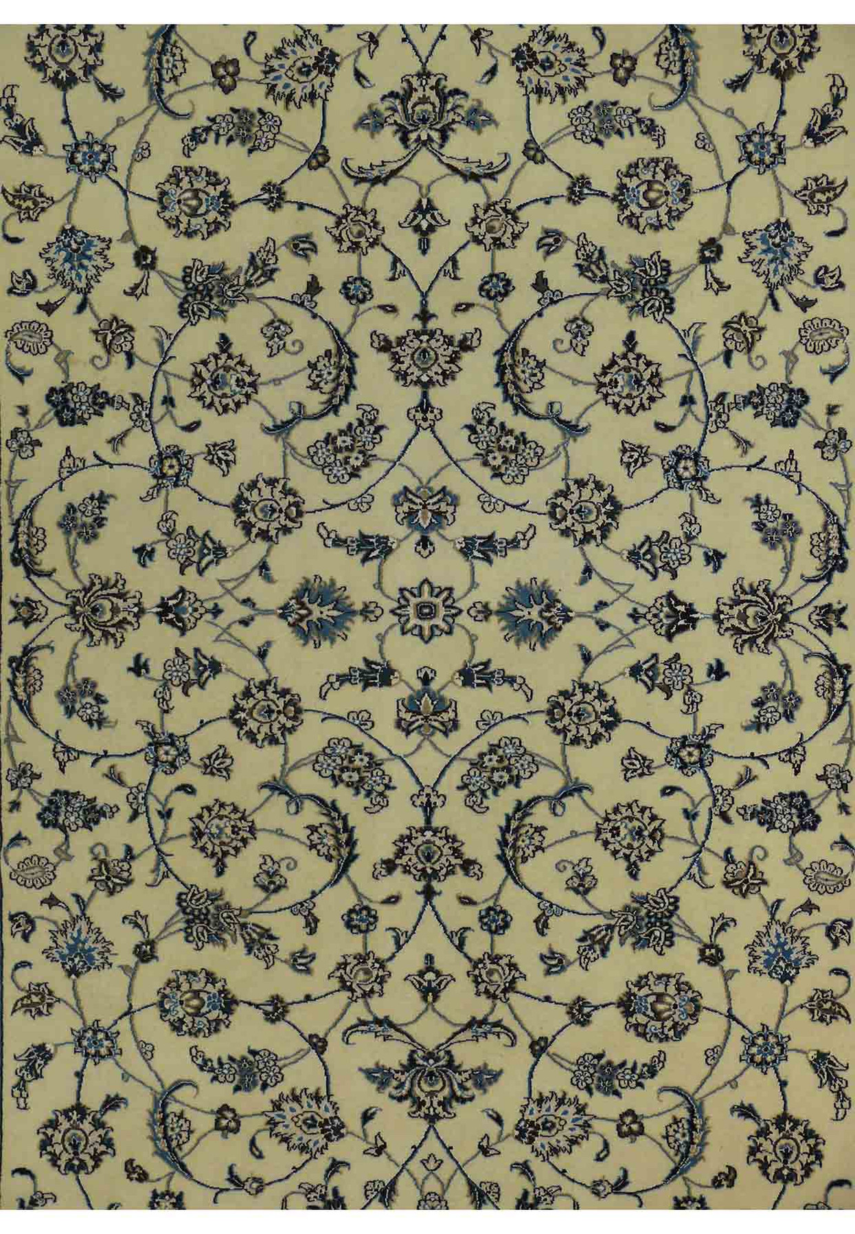 Showing a close up of the this 7x10 Wool and Silk Nain Persian Rug