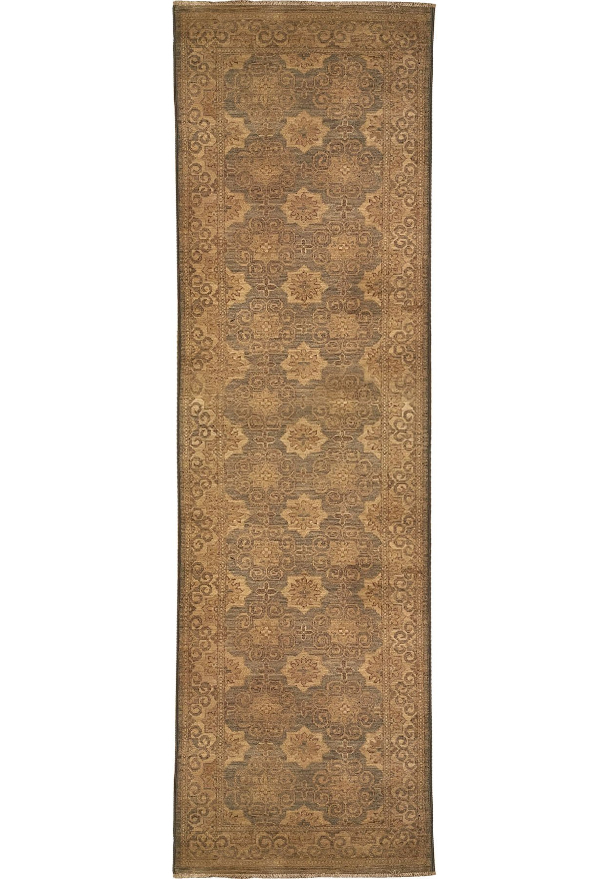 Geometric pattern Oriental Peshawar Antique Look Runner Rug for hallways and high-traffic areas