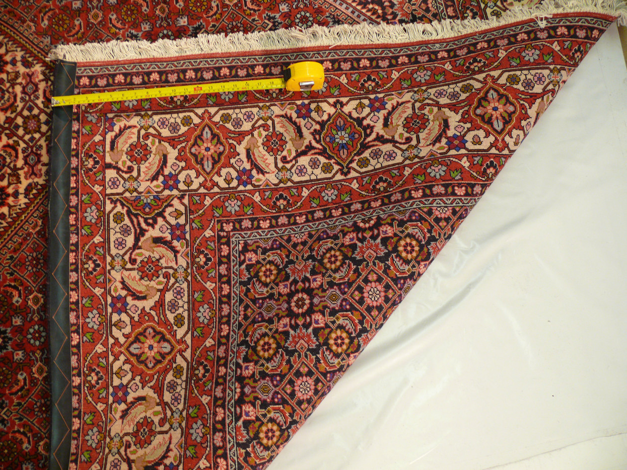 8 x 11 Handmade Bijar Rug - View of back, showcasing high-quality wool material and sturdy construction