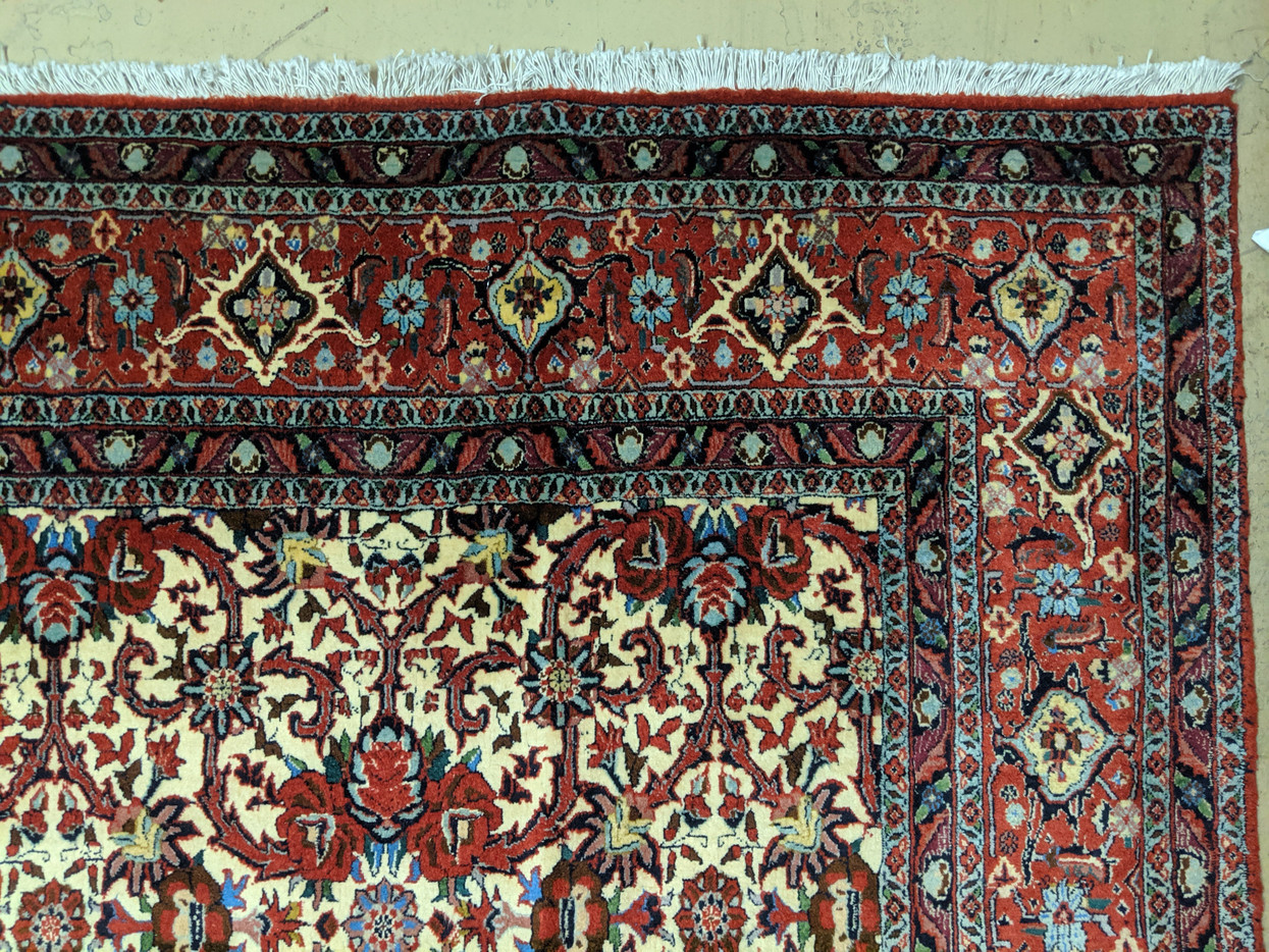 8 x 9 Persian All-Over "Iron" Duralble Ivory Bijar Rug