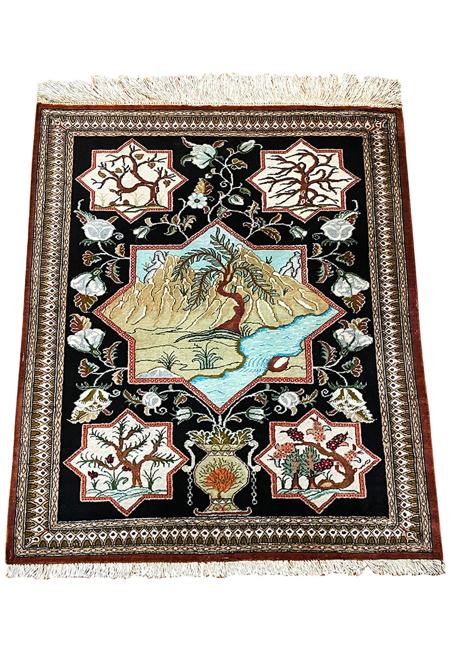 Small 100% Persian Qum Silk Rug