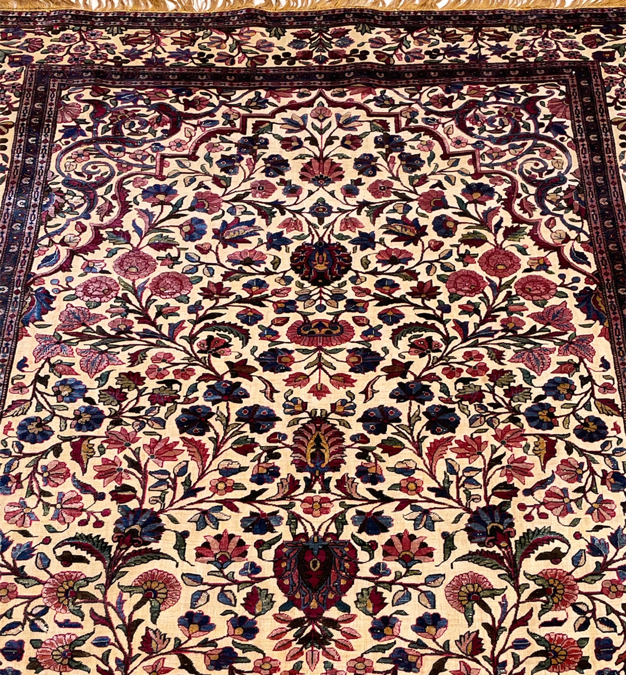 Antique Kashan Souf Gold plated metallic details