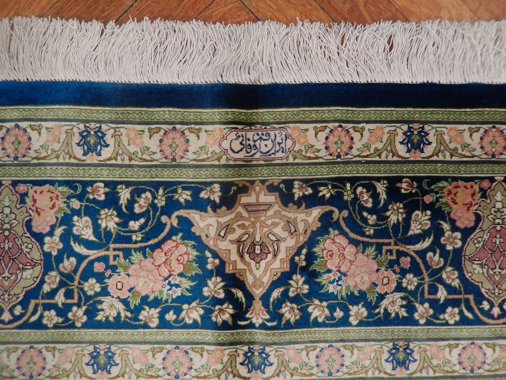 7 x 10 Persian Qum All Silk Rug | Signed by master weaver