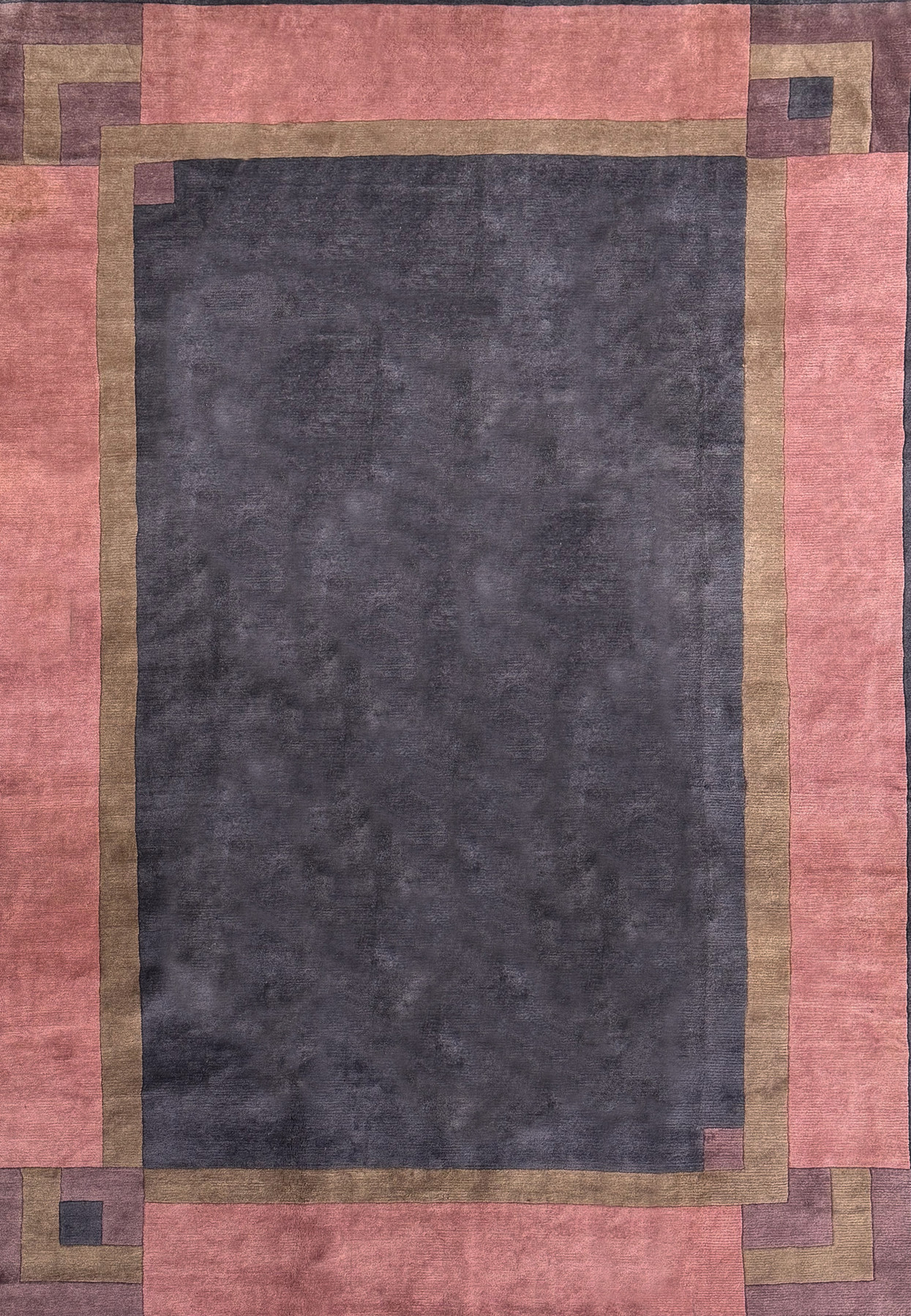 Close-up of the Modern Tibet Rug showcasing the interplay of grey and rose hues