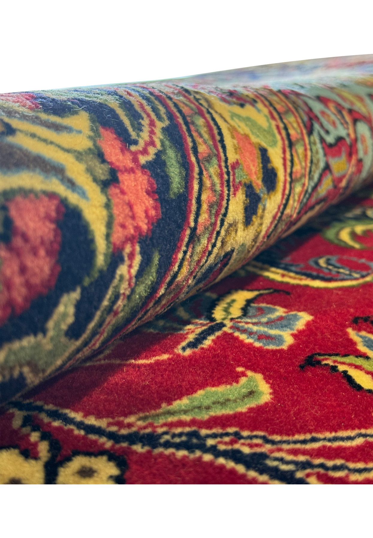 Close-up view of the Persian Qum Kork Rug's texture, highlighting the plush and soft quality of the Kork wool.