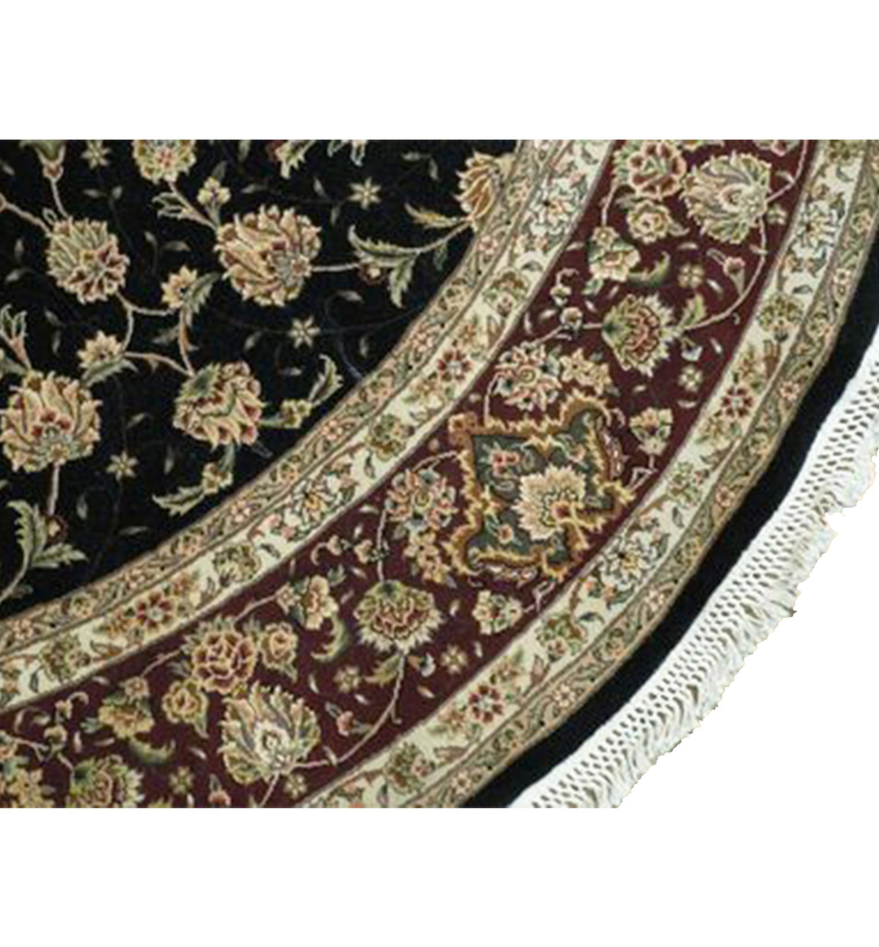 8 x 8 Oriental Tabriz Wool & Silk Round Rug