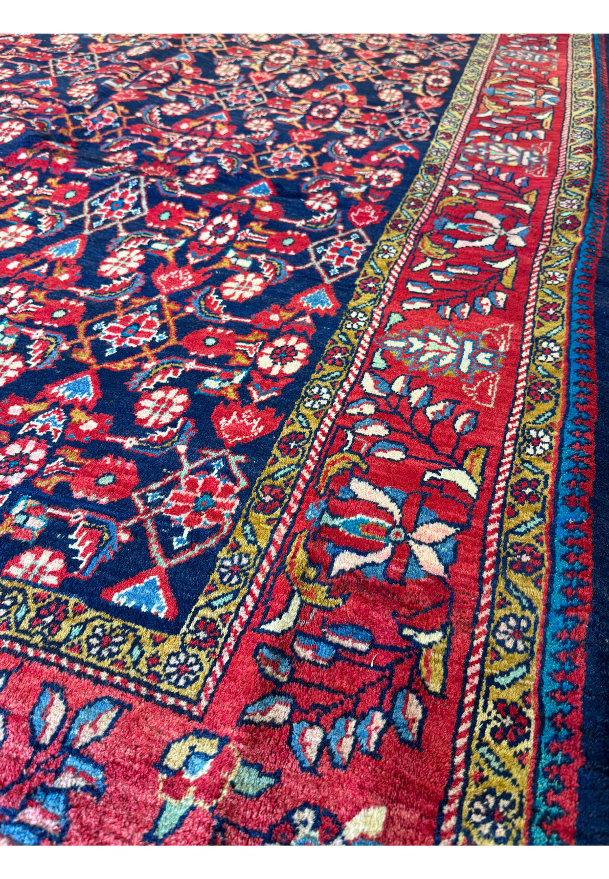 Full view of the 9' x 12'5" Persian Mahal rug, showcasing the overall design and detailed patterns.