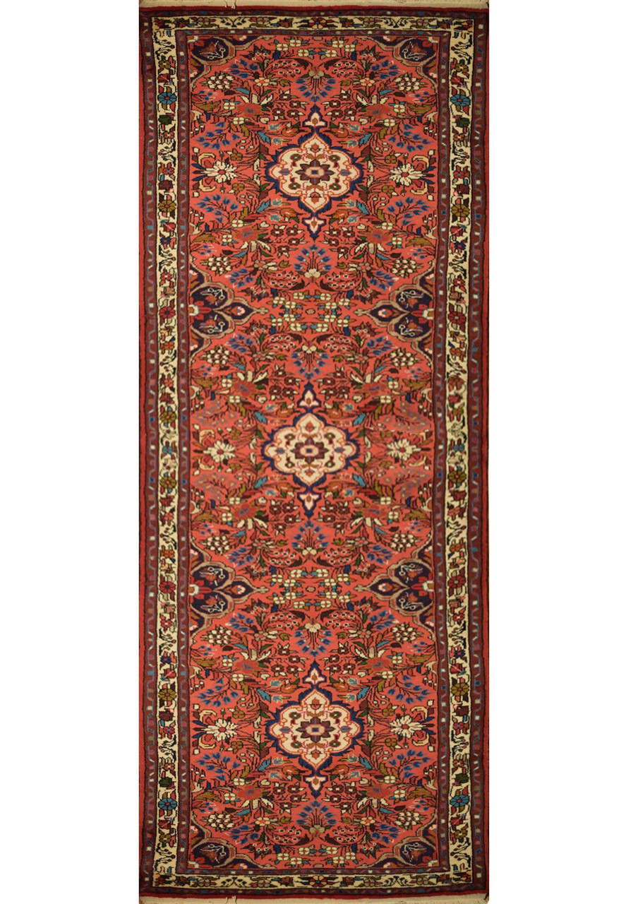2'9" x 10 Persian Sarough Runner Rug Full view. Showing its beautiful floral and geometric rug design