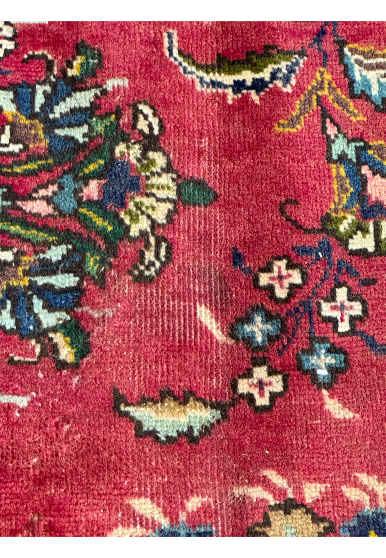 10x13 Kerman Persian Kerman low pile distressed spot