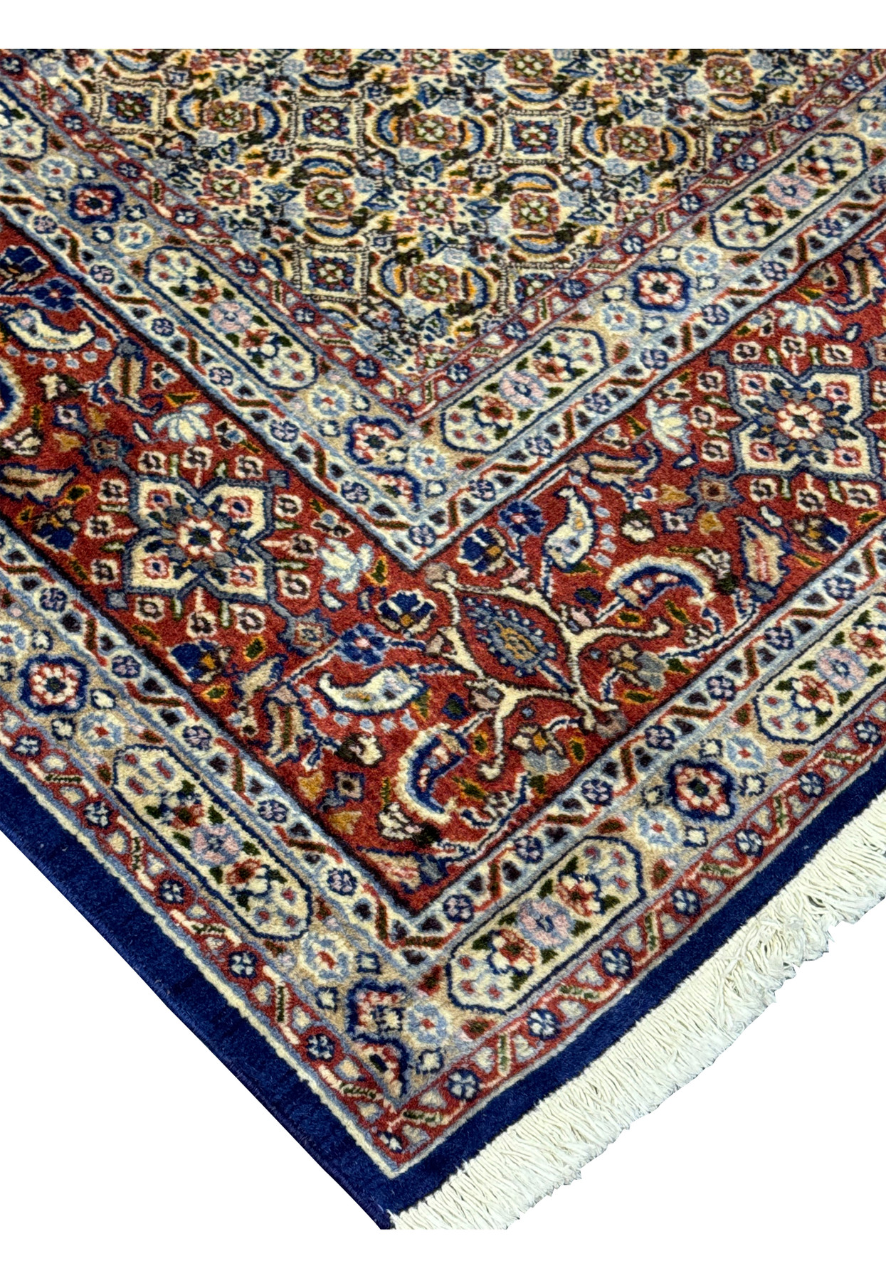 Detailed border design of 6'8 x 6'8 Persian Moud Rug