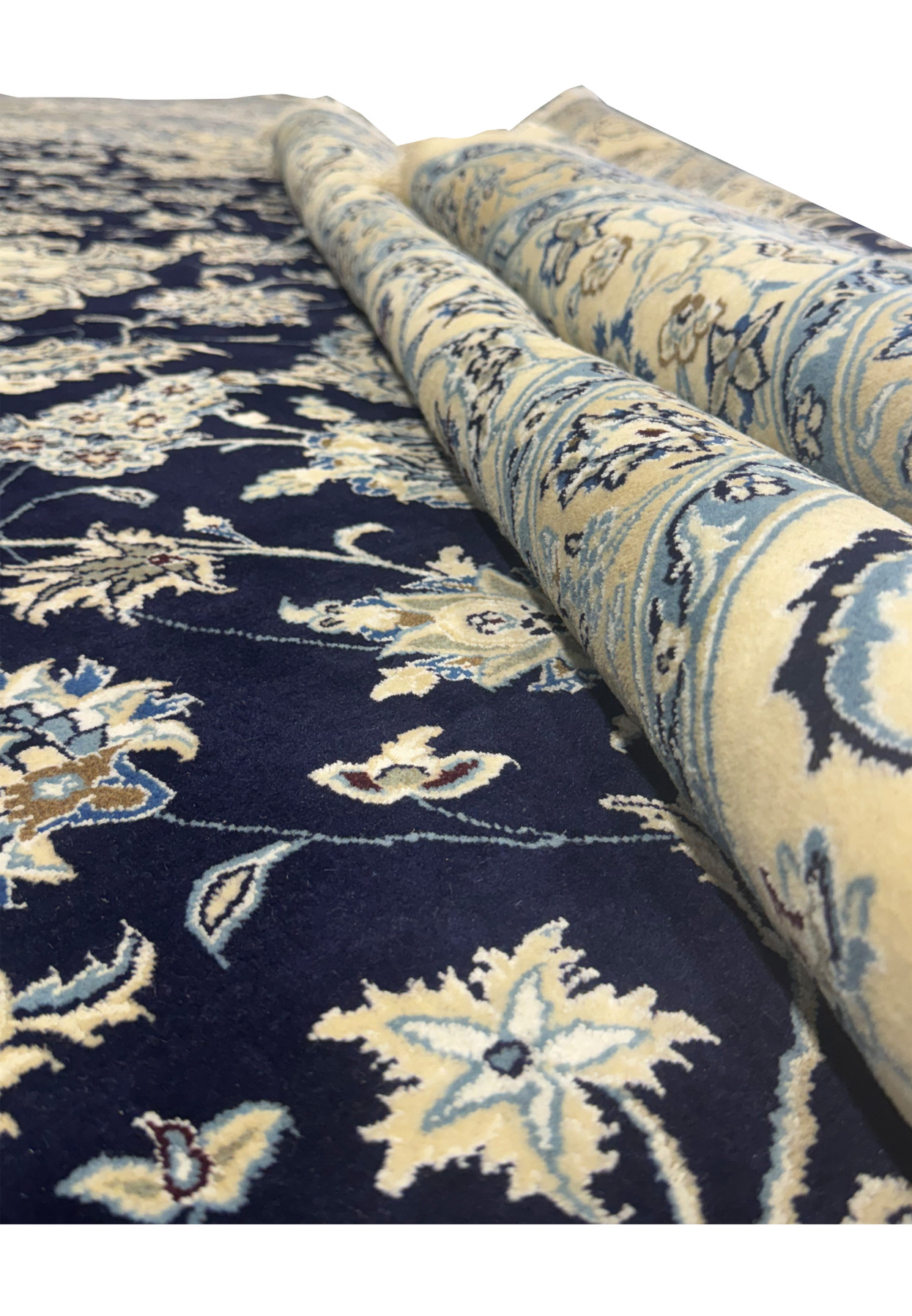 Luxurious 13 x 19'8 Persian Nain Rug with a blend of wool and silk, perfect for elegant decor