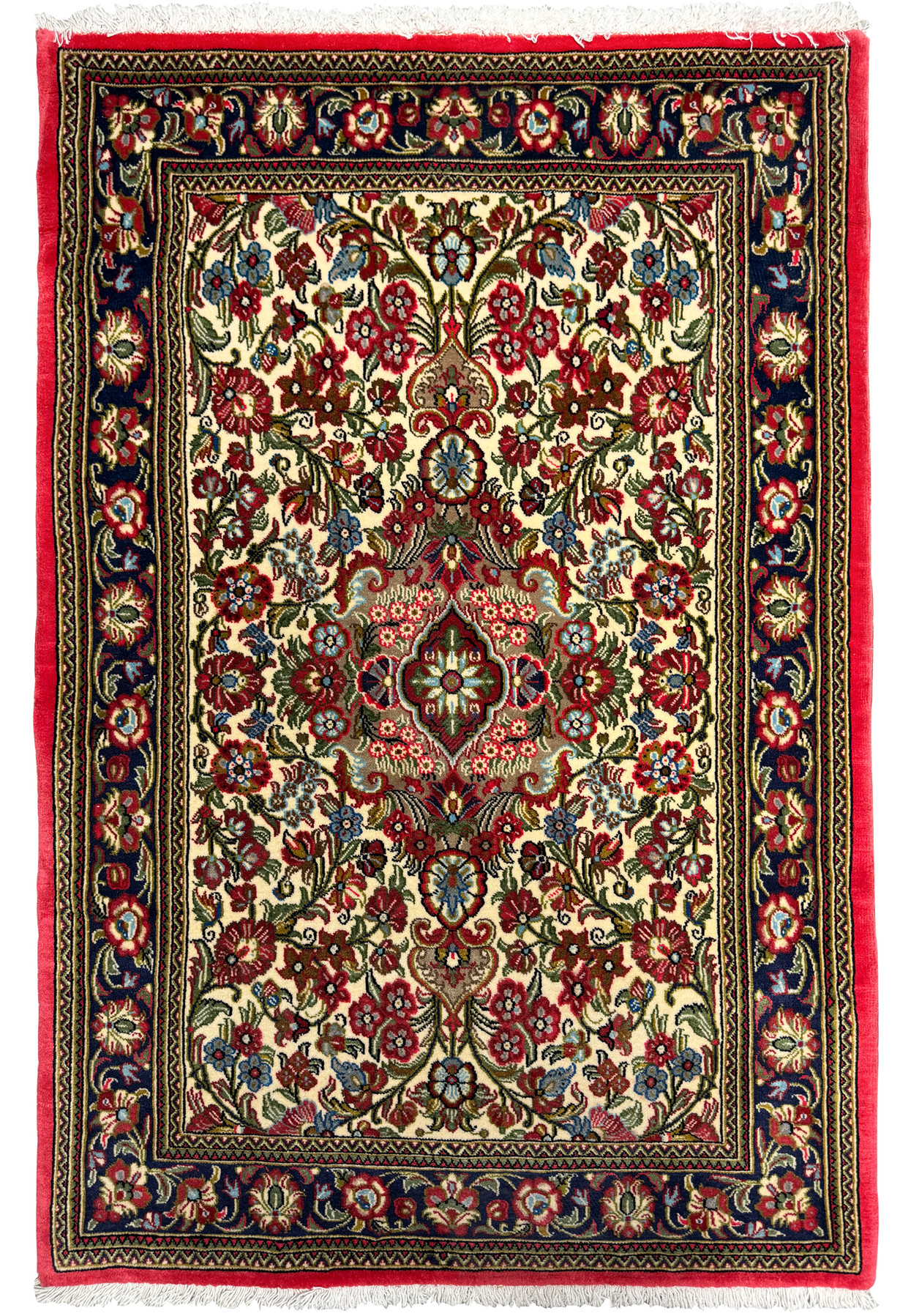 2'8 x 4 Persian Qum Kork rug with intricate floral design