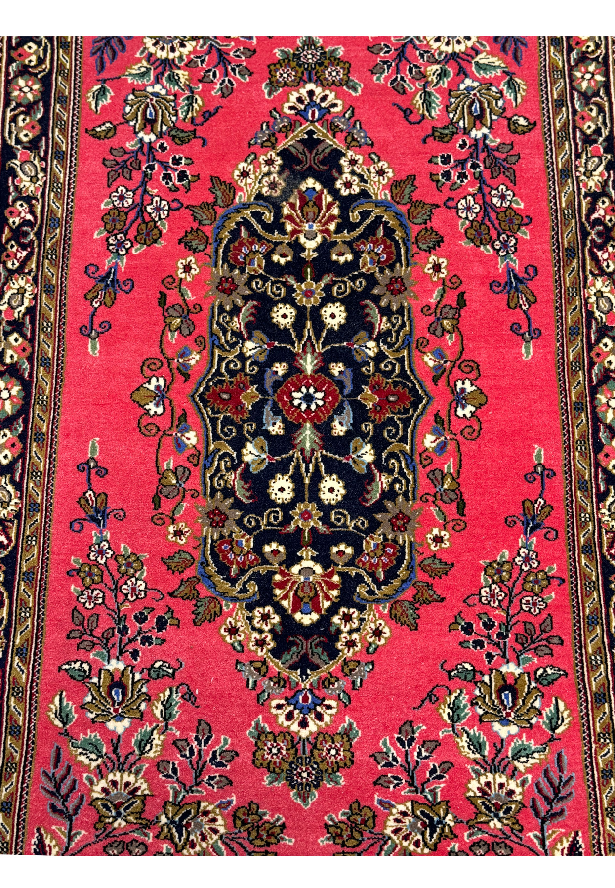 Close-Up of Central Medallion on Persian Qum Kork Rug