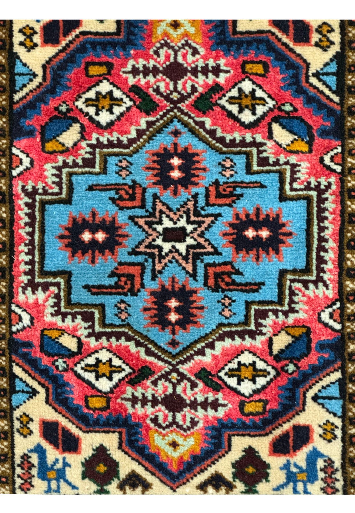 Close-up of Central Medallion on Persian Ardebil Wool & Silk Baby Rug