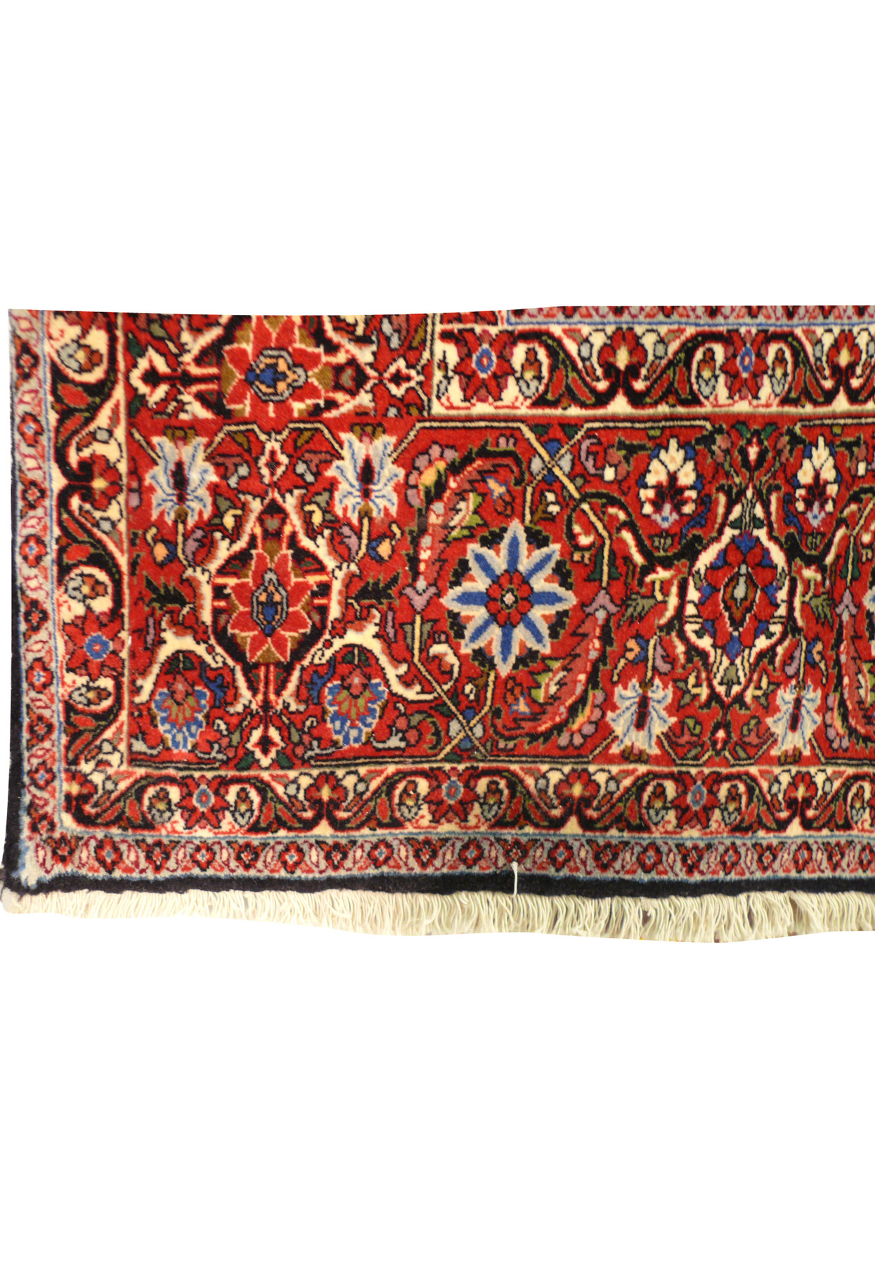 Detailed view of the border of the 8'4 x 8'4 Persian Bijar Square Rug featuring floral motifs.