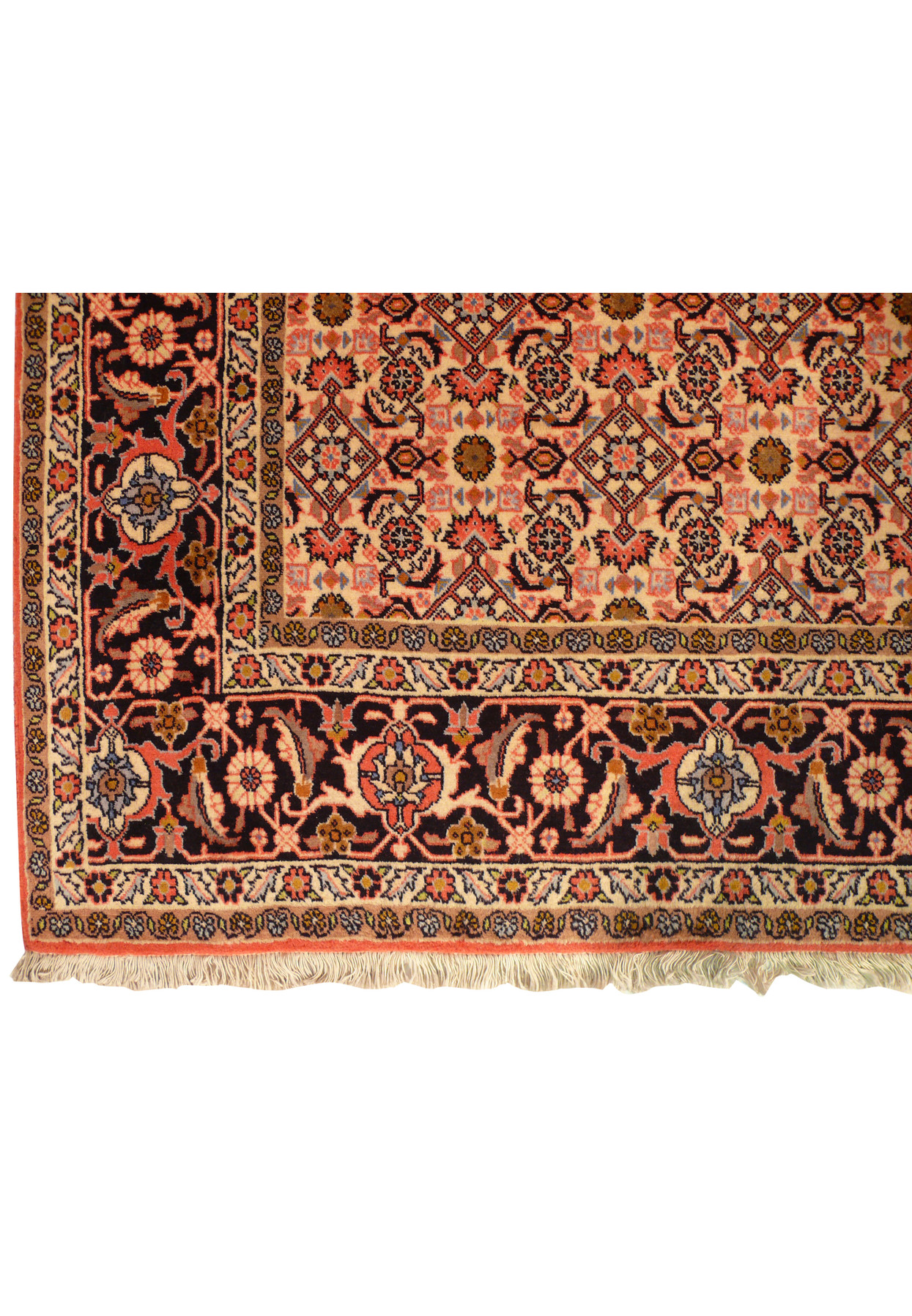 Close-up of the 8'2 x 11'4 Persian Bijar Rug's corner highlighting the rich colors and intricate motifs.