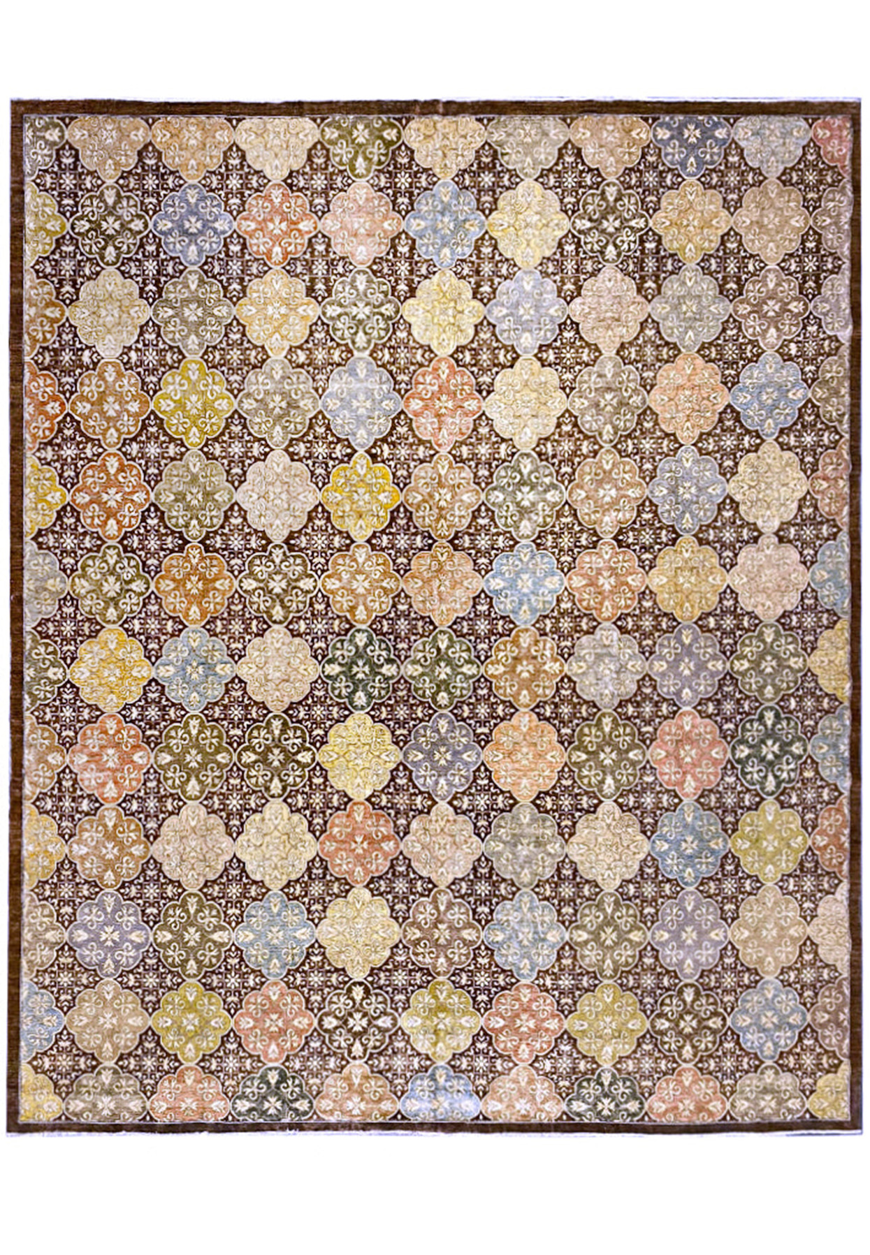 Full display of 13x16 Ziglar rug with rich floral and vine patterns.