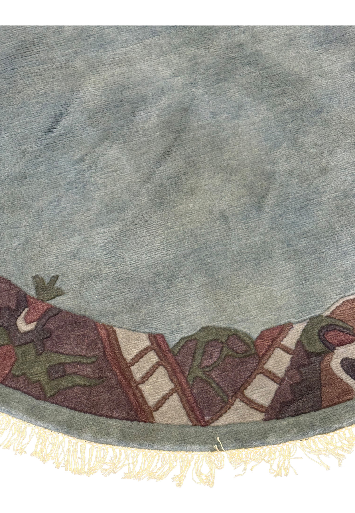 Edge detail of 8x8 Modern Tibet Round Rug showing weave quality