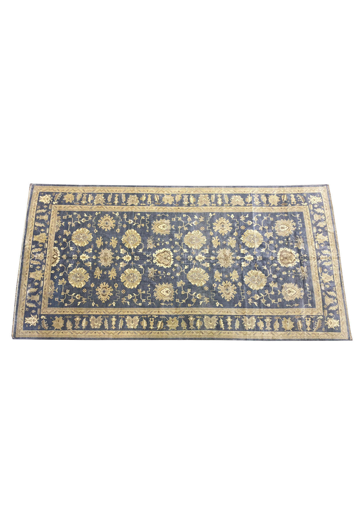 Top view of 10'2" x 20' Chobi Rug with intricate floral design