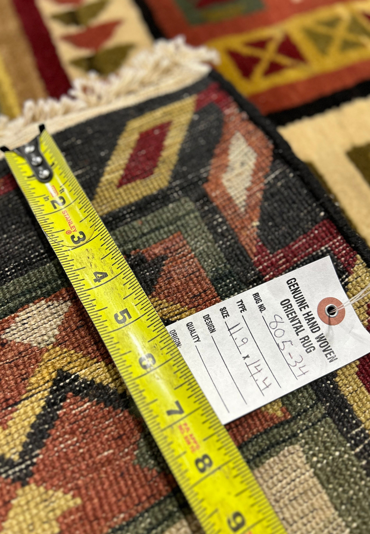 Backside measuring the density of the view and showing the tag.