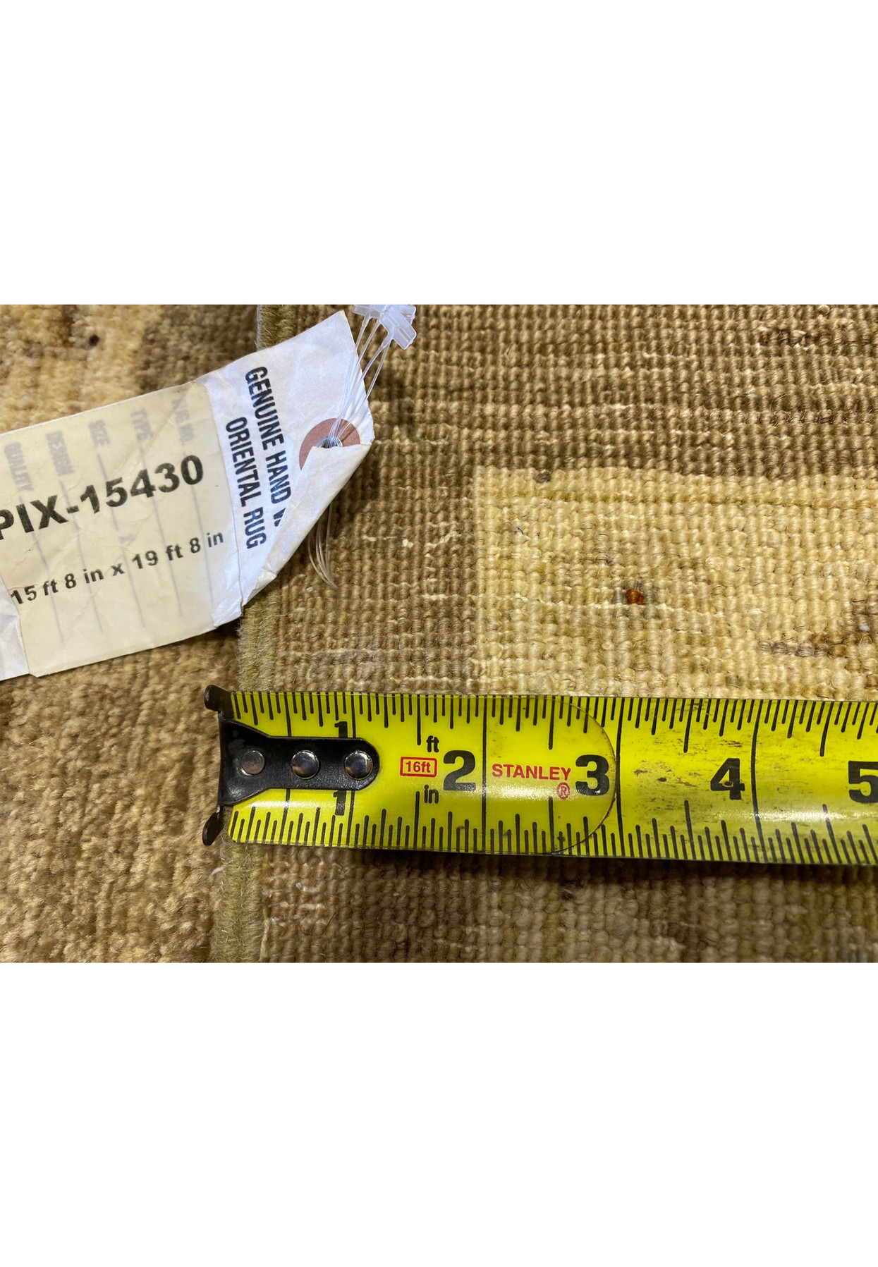 Backside view of 16 x 20 Oriental Chobi Peshawar Rug displaying the craftsmanship.