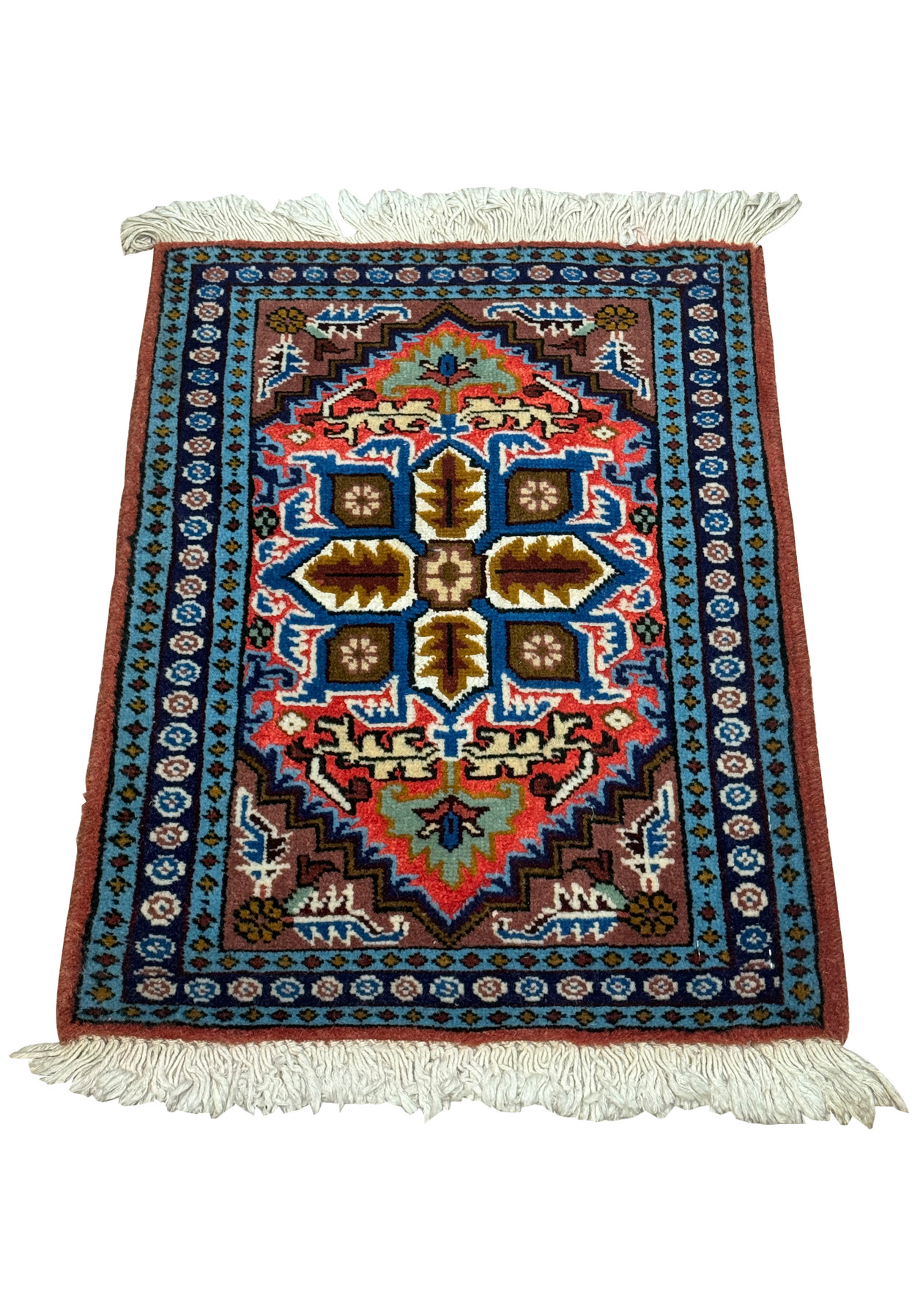 1'3 x 2 Persian Ardebil Wool & Silk Rug - tilt view showcasing medallion design and intricate borders.