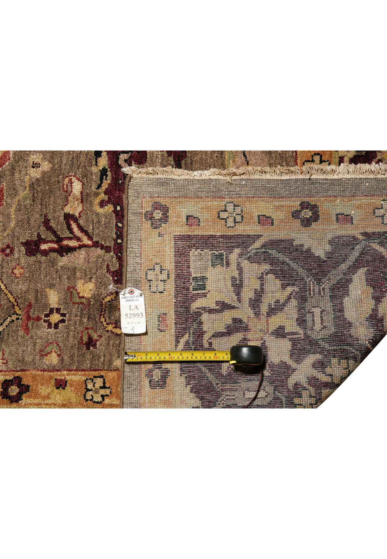 Backside of Afghan Chobi Rug showing fine wool weave and cotton foundation