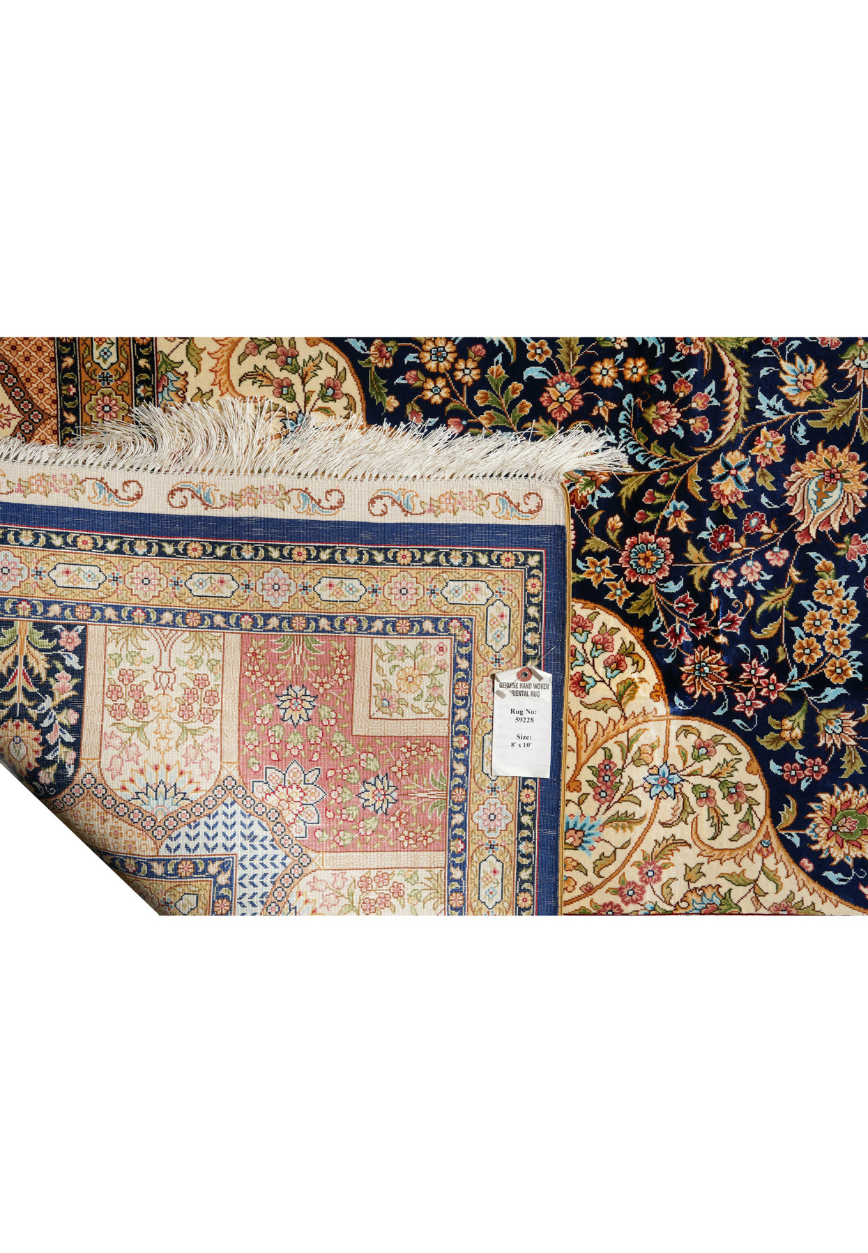 Backside detail displaying tight knot density and the clarity of design visible through the reverse side.