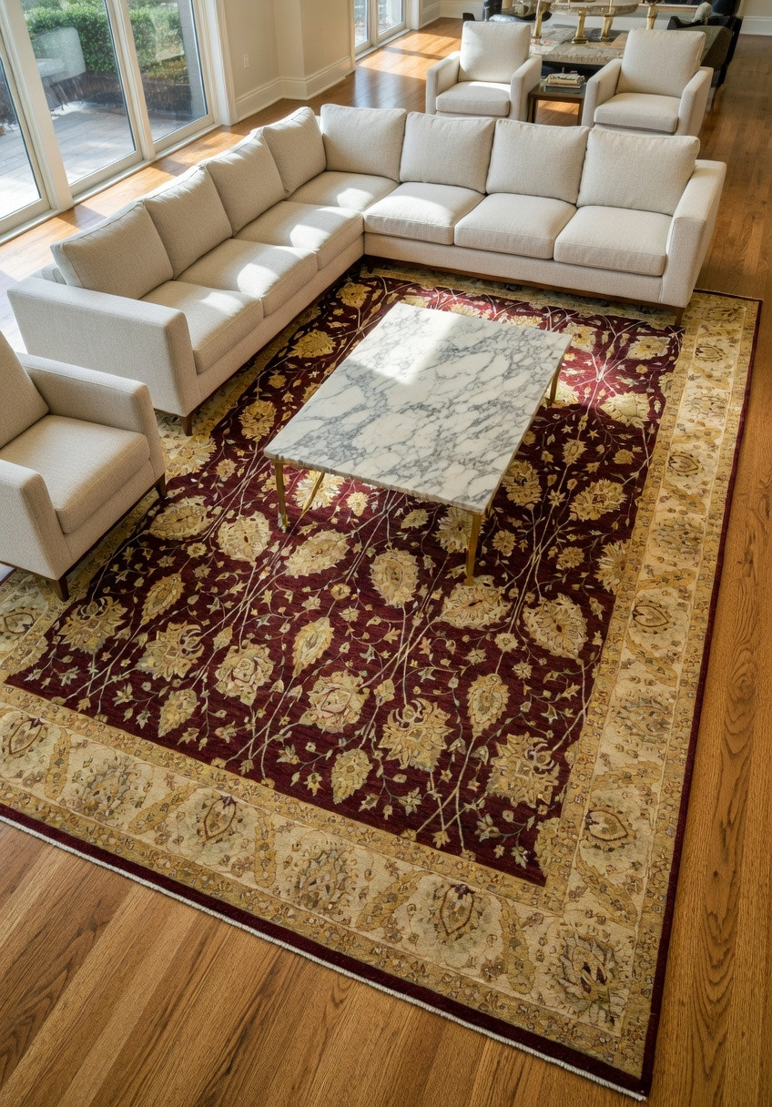 Full view of a 12 x 15'4 Oriental Zigler Chobi Peshawar rug