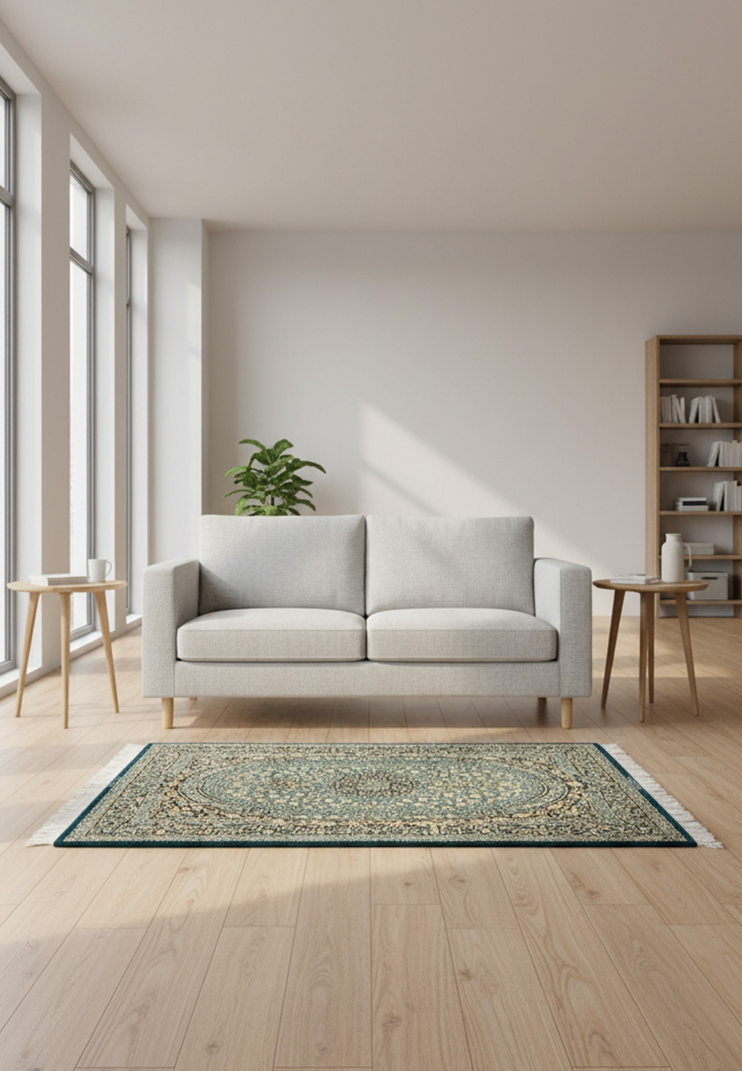 Full view Persian Qum pure silk signed Darakhshan rug