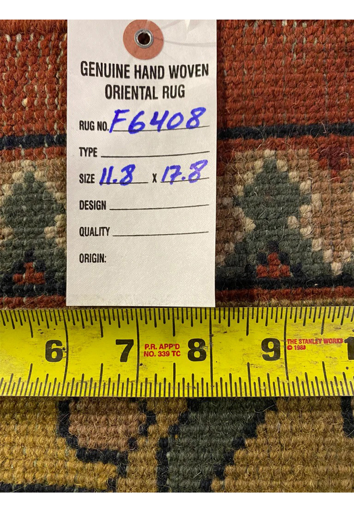 Backside of hand-knotted Indo Agra rug showing tight 180 KPSI knot structure and color clarity