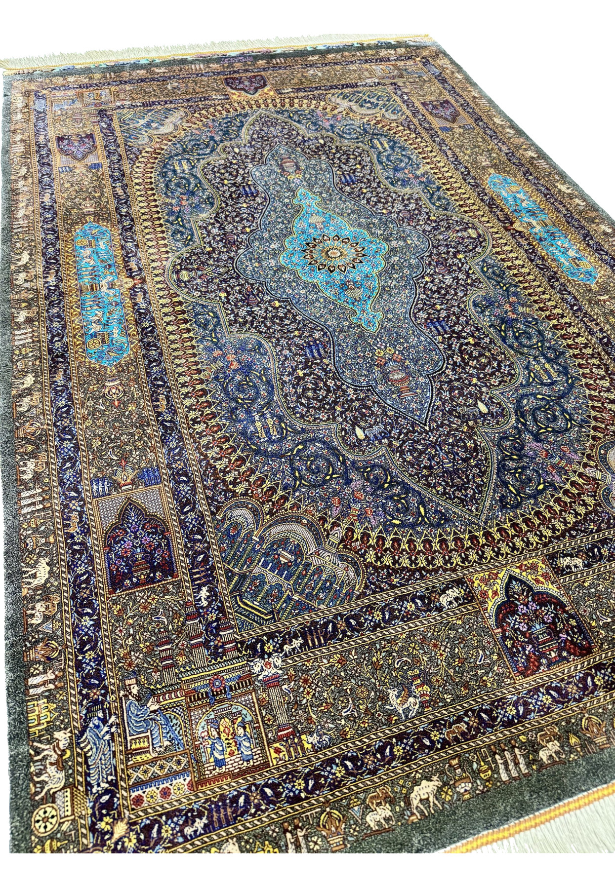 3'2 x 5' Persian Qum Pure Silk Rug | Signed Zabihi | Garden of Paradise