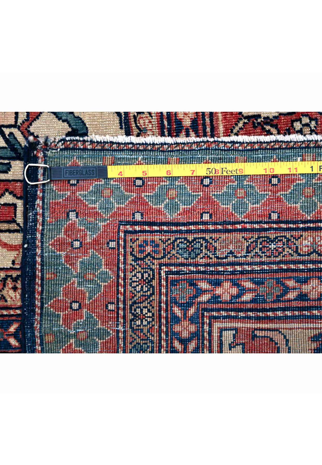 14 x 26 Antique Persian Farahan Rug | Sarough Family | Navy and Lychee Red | Palace Size