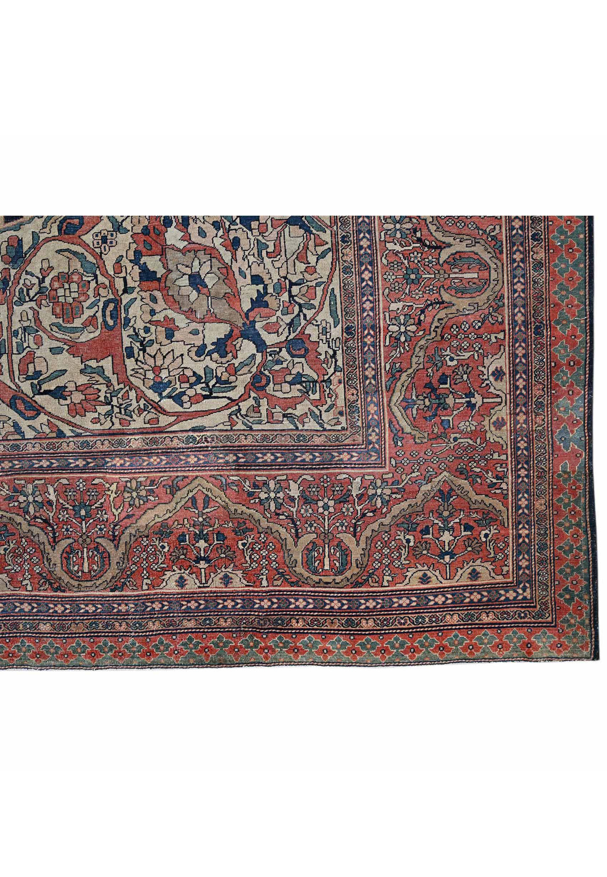 14 x 26 Antique Persian Farahan Rug | Sarough Family | Navy and Lychee Red | Palace Size
