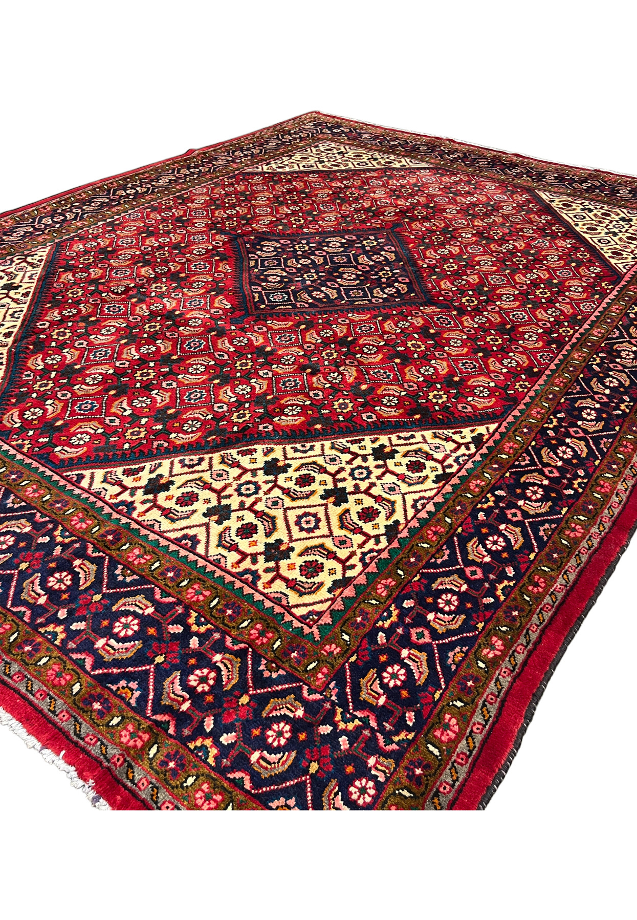 9x13 Persian Mahal rug viewed at an angle, ideal as a large living or dining room rug