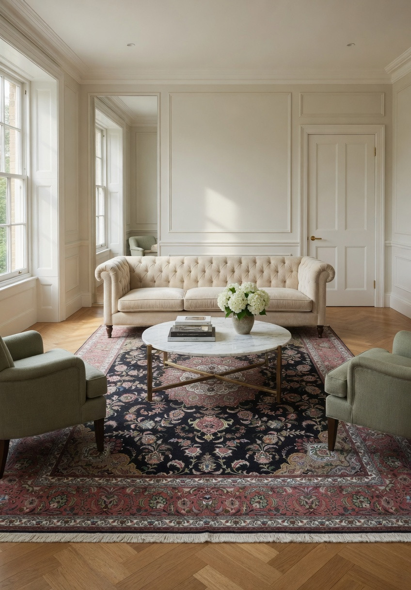 8'2 x 10 Persian Tabriz 60 Raj Rug | Black Field Rose Medallion | Wool and Silk on Silk