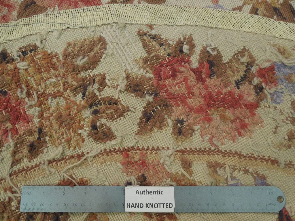 5 x 5 Floral Authentic Needlepoint Flat Weave Round Rug