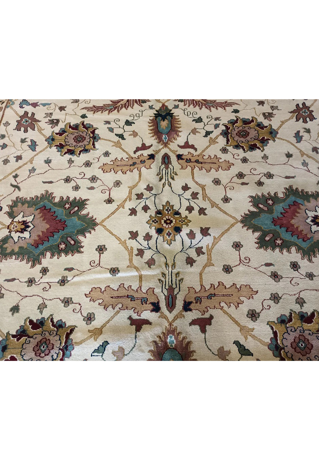 11'8" x 18'7" Oriental Agra Rug | Ivory Allover Floral Palace Size | Brand New
