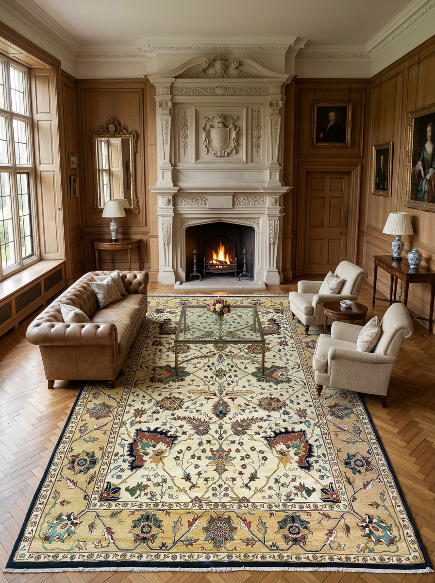 11'8" x 18'7" Oriental Agra Rug | Ivory Allover Floral Palace Size | Brand New