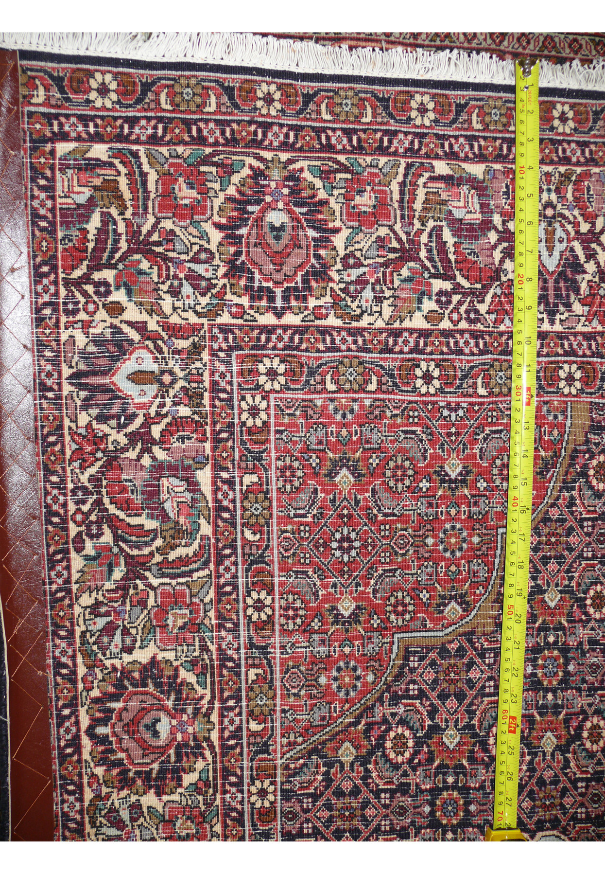 Reverse of the Bijar rug showing the dense even knotting on a cotton foundation, the iron rug weave