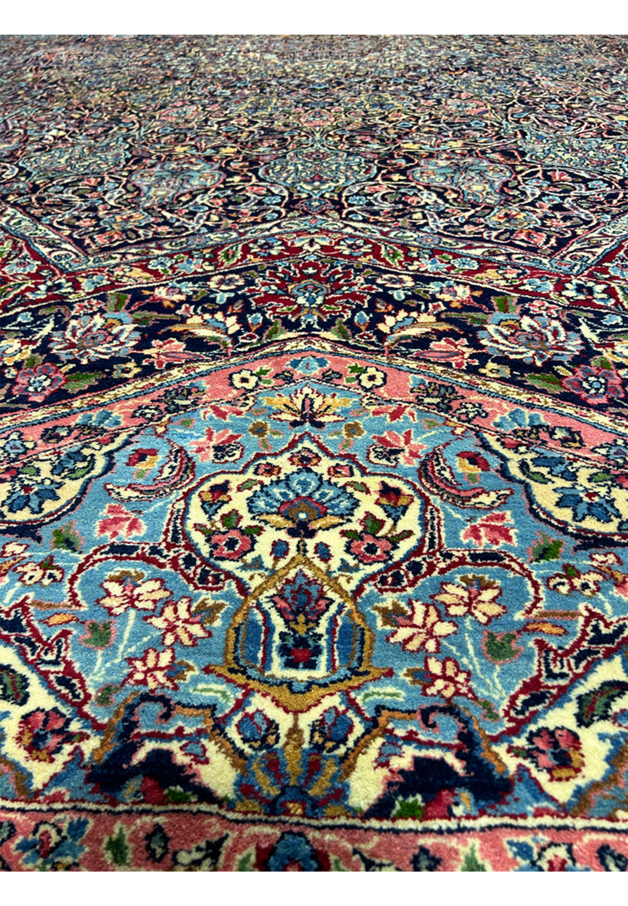 Macro of the soft lustrous Kerman wool pile showing depth and even color