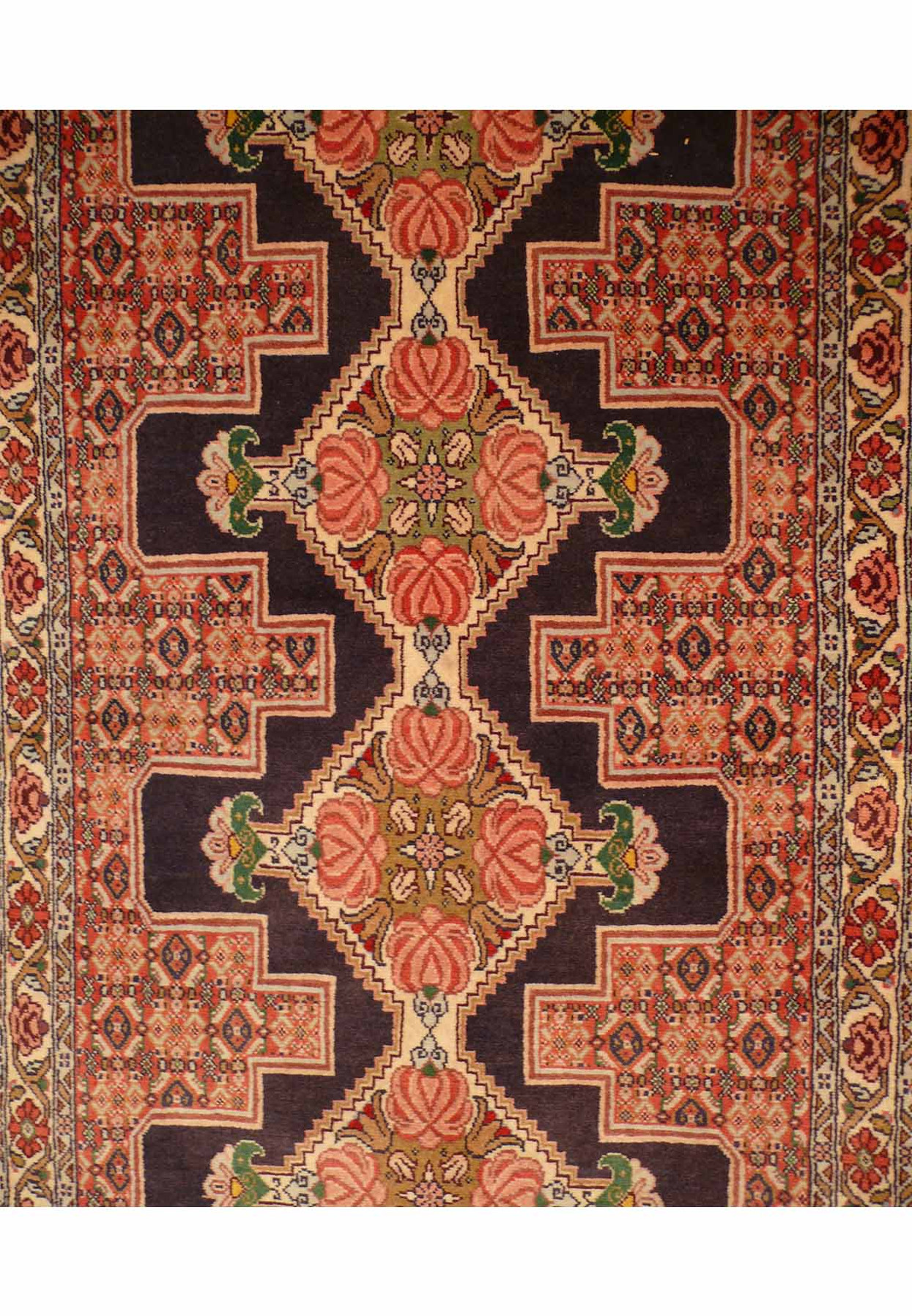 2'9 x 13 Geometric Persian Senneh Kurdish Style Wool & Kork Runner Rug