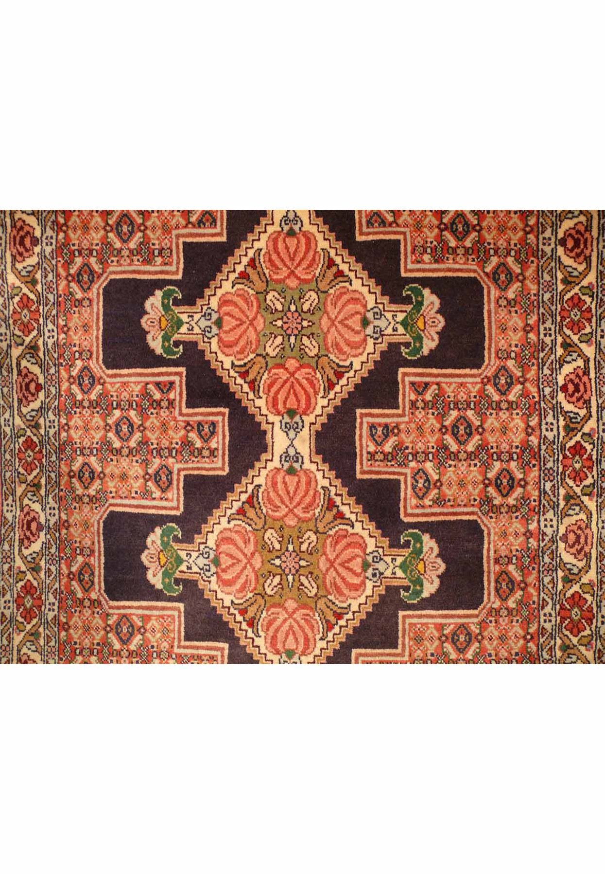 2'9 x 13 Geometric Persian Senneh Kurdish Style Wool & Kork Runner Rug