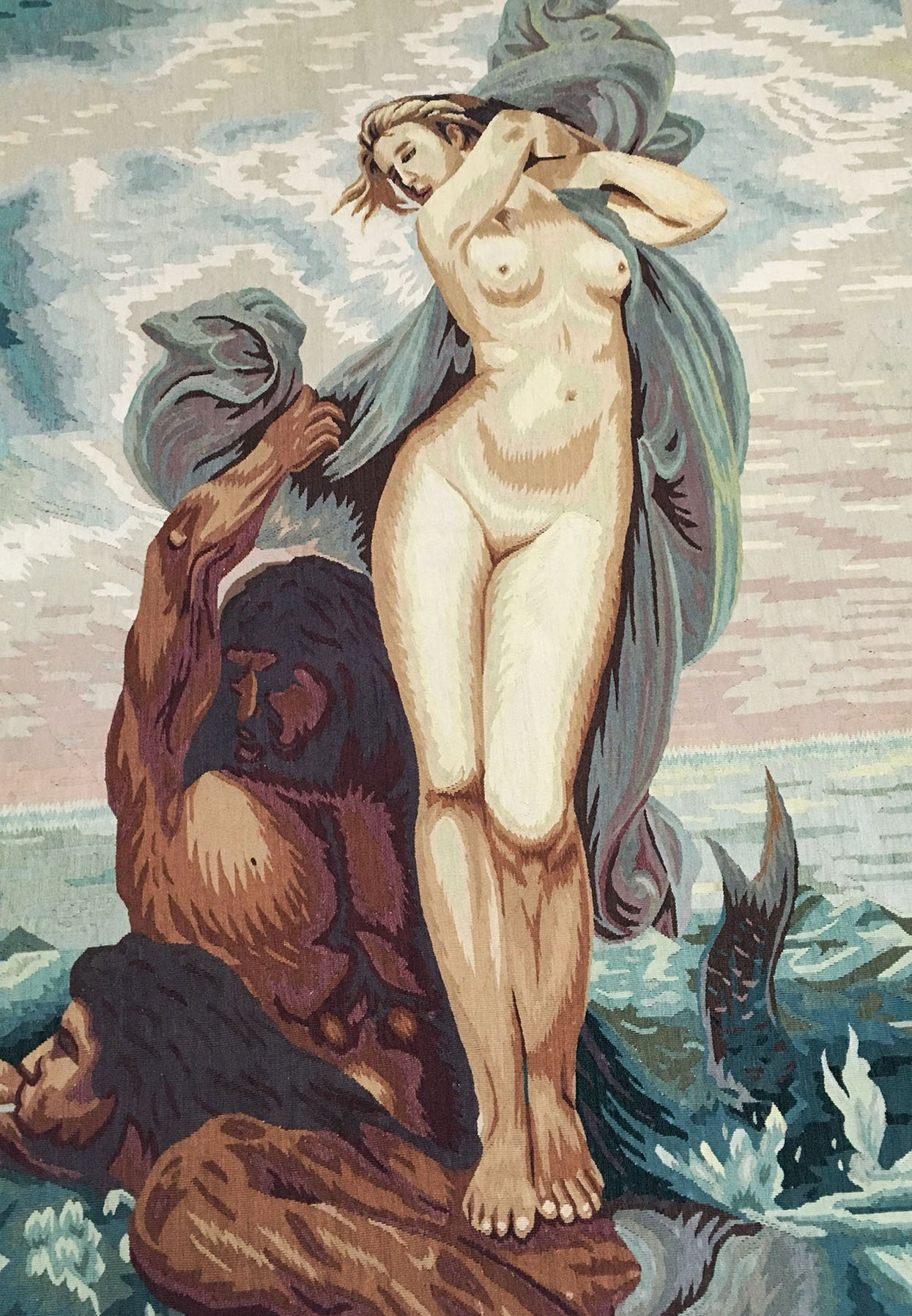 3'6 x 5 Antique pictorial tapestry | goblin wall hanging rug