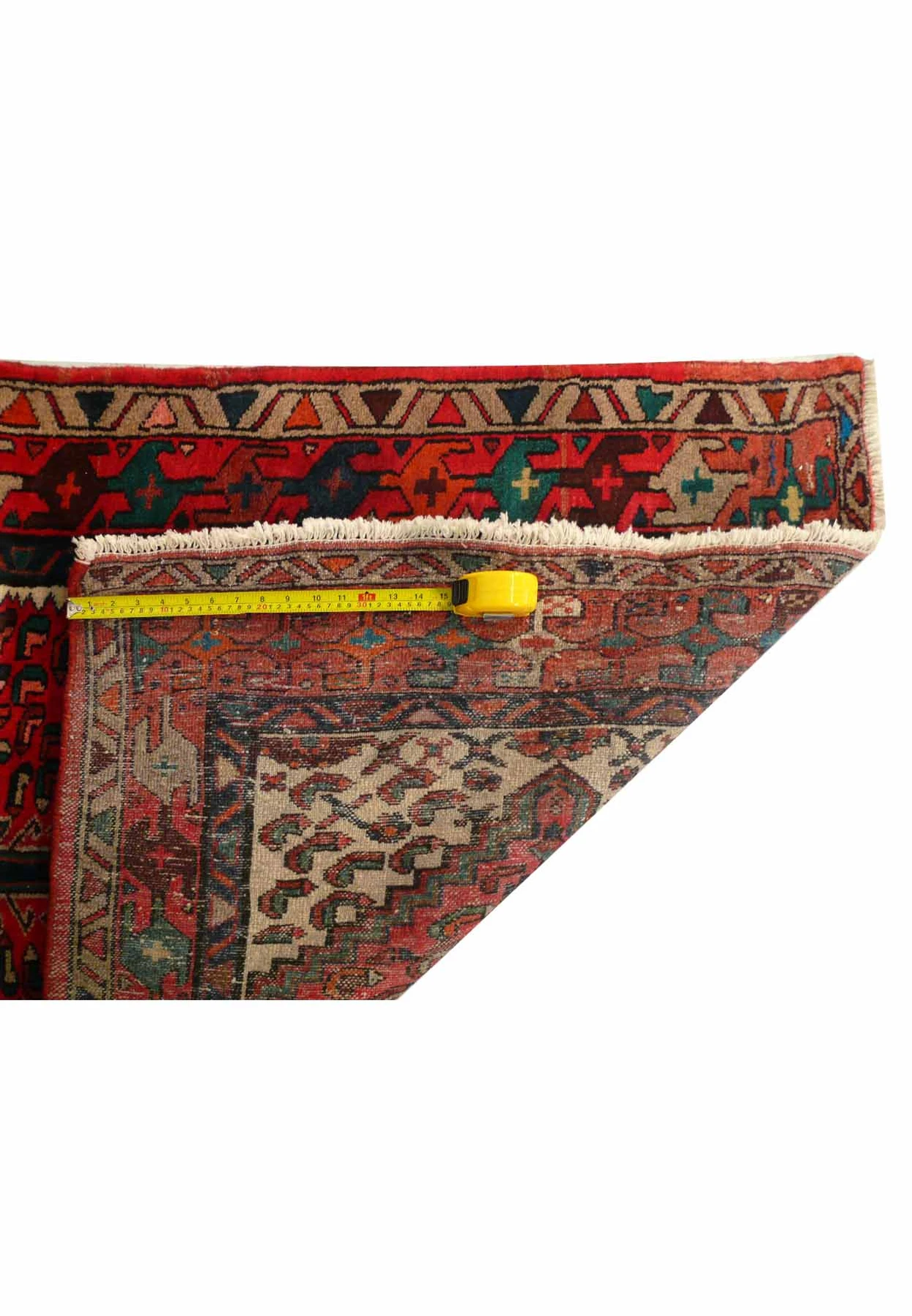 Texture of the handwoven wool on the 3'5 x 5 Persian Hamedan rug