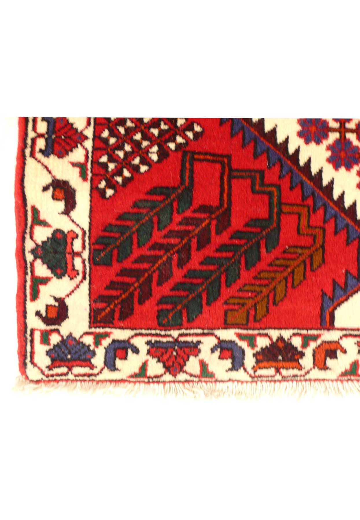 Corner and border details of the 3'6 x 5 Persian Shahsawan rug