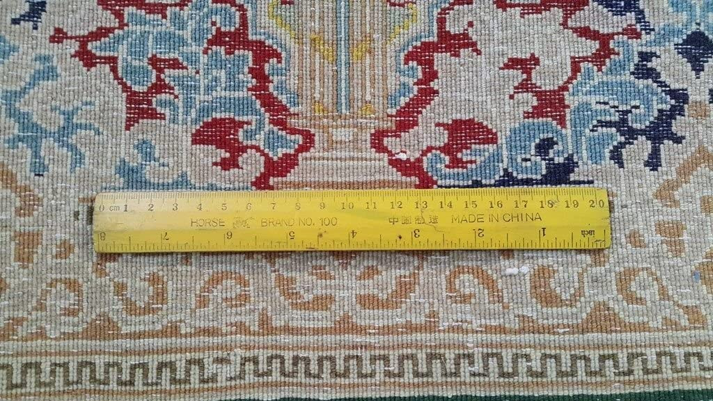 9 x 13 Persian Kerman Corner Medallion Rug