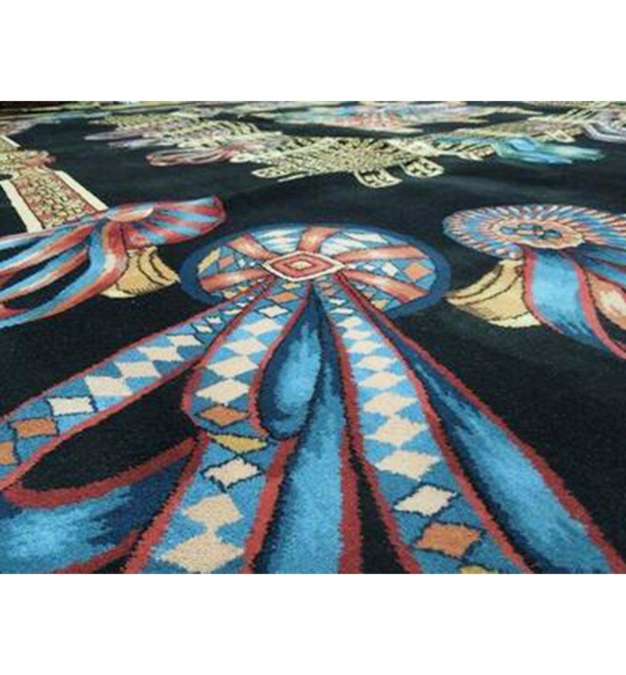 7x7 Square Black Handmade Rug French Design